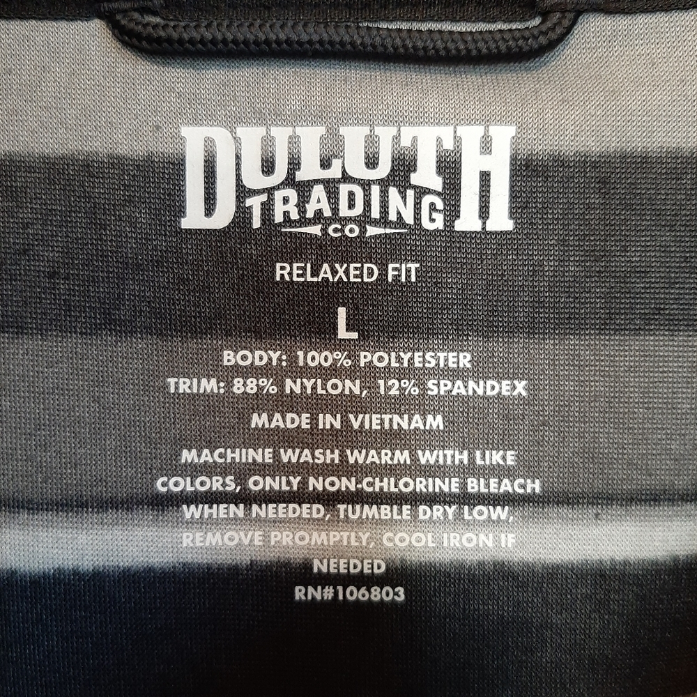 Duluth Trading Co. Mens Large Gray Checkpoint Striped Fleece Jacket 1/4 Zip Coat - Picture 3 of 6